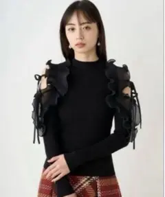 Snidel プリーツフリルドッキングニットプルオーバー