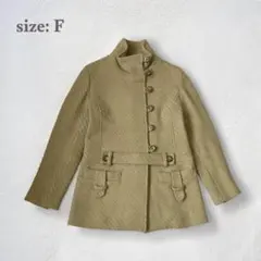 ウールコート　ピーコート　アウター　ショートコート　ウール混　秋冬　マスタード系