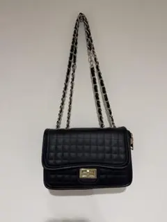 ブラック キルティング ショルダーバッグ