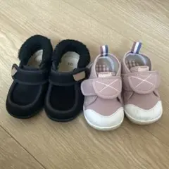 ベビーシューズ 黒 ピンク 12.5cm 12.0cm 2足セット