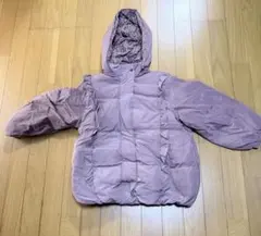 美品 フード付き薄紫ダウンコート 130-140