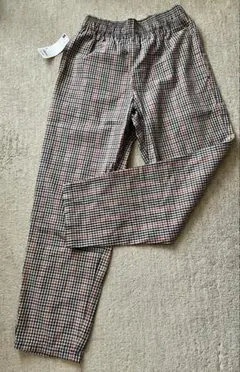 GU チェック柄 イージーパンツ S シェフパンツ
