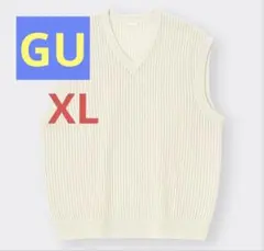 GU ウォッシャブルメッシュニットベスト XL ホワイト 白 ベスト 春夏服