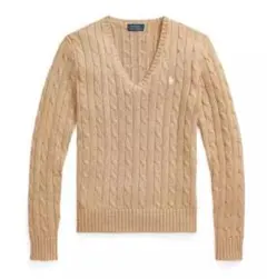 POLO RALPH LAUREN ケーブルニット Vネック XS ブラウン