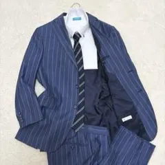 【美品】タリアトーレ リネン混 スーツ ストライプ ブルー系 Lサイズのサムネイル