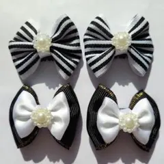 犬用リボンヘアピン　モノトーン