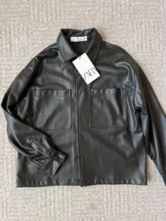 【新品　ZARA】ブラック レザー調ジャケット 130㎝