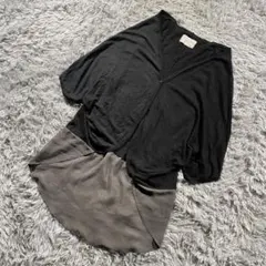 n’Or LABEL 異素材切替ロングカーディガン Fサイズ ブラック