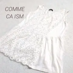 COMME CA ISM　コムサイズム　総刺繍　リネン混　ノースリーブトップス