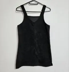 リブ編み ブラック キャミワンピース ノースリーブ トップス