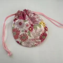 まぁるい巾着袋　花柄　MK0009