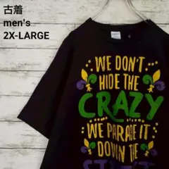 古着 ポートアンドカンパニー Tシャツ CRAZY メッセージ ブラック 2XL