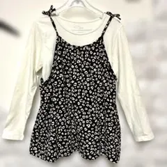 H&M 130cm 花柄キャミ レイヤード長袖カットソー2点セット