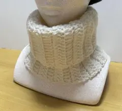 ネックウォーマー　手編み　秋冬　クリーム　＊RUBY ARAN M（生成並太）
