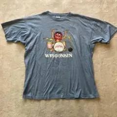 Champion アニマル Tシャツ X-LARGE 水色　バータグ　音楽　レア