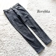 N4【ベルシュカ】スキニーデニムパンツ　ハイウエスト　38 ケミカルブラック