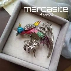 ヴィンテージ マルカジット 小鳥 バードブローチ マルチカラー マーカサイト