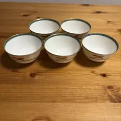 香蘭社★赤い花の湯飲み ★5個セット