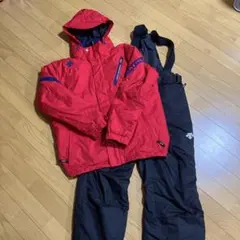 DESCENTE メンズ　スキーウェア　上下セット　Mサイズ　赤×黒