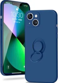 IPhone14Plusケース 6.7インチ　リング付き　カバー　ブルー