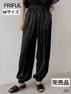 SHEIN FRIFUL ブラック サテン ジョガーパンツ