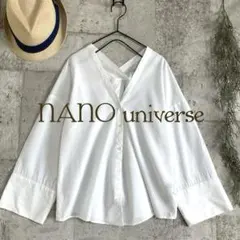 NANO universe コットンレーヨンプルオーバー シャツ　白