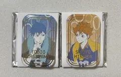 ハイキュー　日向翔陽　影山飛雄　スクエア缶バッジ　第二弾　オフショット×カラー