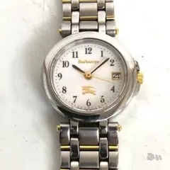 稼働品 Burberrys バーバリー 腕時計 デイト 白文字盤 3針 8100