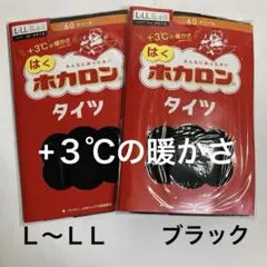 はくホカロンタイツ　60デニール　　+３℃のあたたかさ　ブラック　Ｌ〜ＬＬ　２足