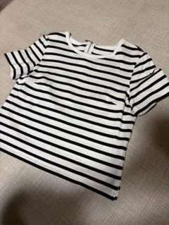 M-PREMIER ストライプ 半袖Tシャツ 背面ジッパー付きのサムネイル