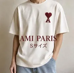 新品 AMI PARIS アミパリス ビッグハートロゴ Tシャツ S アイボリー