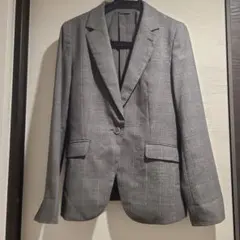 レディース スーツ ジャケット 11号 春夏用 グレー チェック 洋服の青山