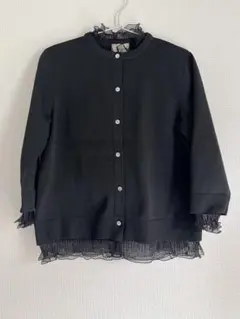 UNITED ARROWS ミニフリル ニットカーディガン ブラック - メルカリ