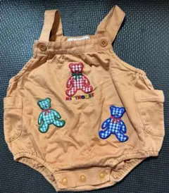 クマ刺繍オレンジロンパース　ミキハ　ミキハウス　MIKIHOUSE レトロ