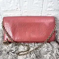 美品✨グッチ◇インターロッキングチャーム二つ折り長財布ゴールド金具