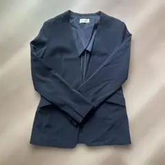 PLST ネイビー ノーカラージャケット