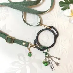 ショルダーストラップ　リング付き　青リンゴキーホルダー付き　ペンライトリンゴ棒用