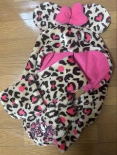 ミニーマフラーファンキャップヒョウ柄