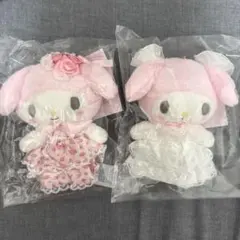 サンリオ レディマイメロディ マスコットホルダー　ピンク&ホワイト ２点