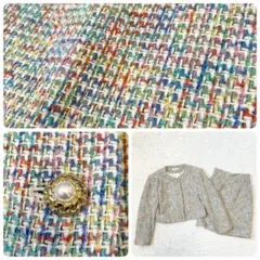 バブリースーツ セットアップ タータンチェック ピンク 金ボタン古着