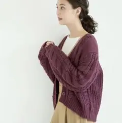 グローバルワーク　ケーブルニットカーディガン L