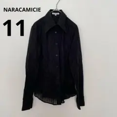 ★ ナラカミーチェ 透け感 長袖 シャツ ブラウス ストライプ柄 ブラック 11