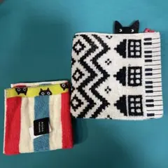 猫デザインのストライプタオルハンカチ atuko matano