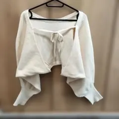 かすかなシミあり LOWRYSFARMアイボリー リブ編み ニットカーディガン