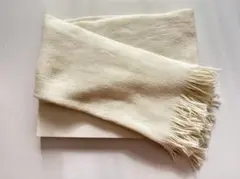 フリンジ付きマフラー アイボリー 白