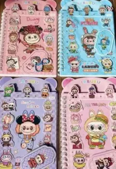 値下げ！LABUBU キャラクターシール付きノート　24ページ　ピンク　らぶ
