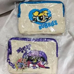 パワーパフガールズ 刺繍ポーチ チャーム付き バブルス　Powerpuff