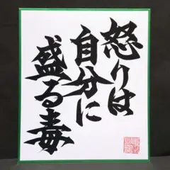 書道ミニ色紙 「怒りは自分に盛る毒」 縦21cm✕横18cm