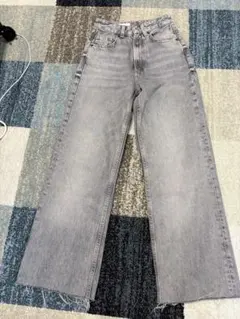 ZARA グレー ワイドレッグデニム