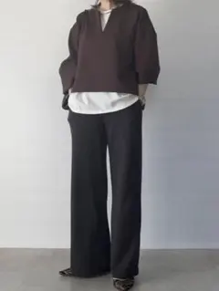 UNIQLOウォームフリースストレートパンツ ブラックSサイズ